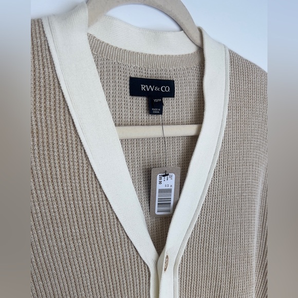 RW&CO. Beige and Cream unisex Cardigan - Picture 3 of 4